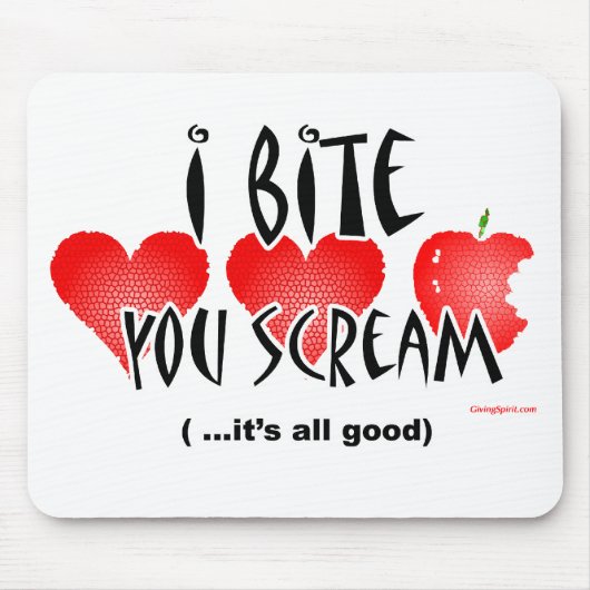 Harten, geschreeuw en bitten Apple Mousepad Muismat (Voorkant)