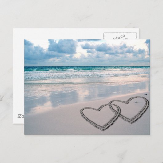 Harten getekend in het zand briefkaart (Voorkant / Achterkant)
