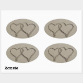 Harten getekend in zand ovale sticker (Vel)
