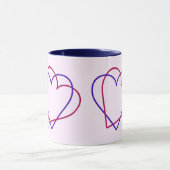 Harten getwijnd naar rechts/links mok (Midden)