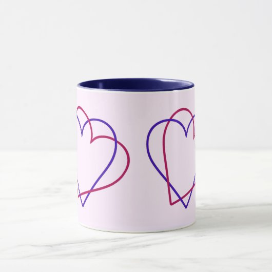 Harten getwijnd naar rechts/links mok (Midden)