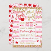 Harten, Glitter en Goud! Valentijn 1e verjaardag Kaart (Voorkant / Achterkant)