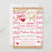 Harten, Glitter en Goud! Valentijn 1e verjaardag Kaart (Voorkant)