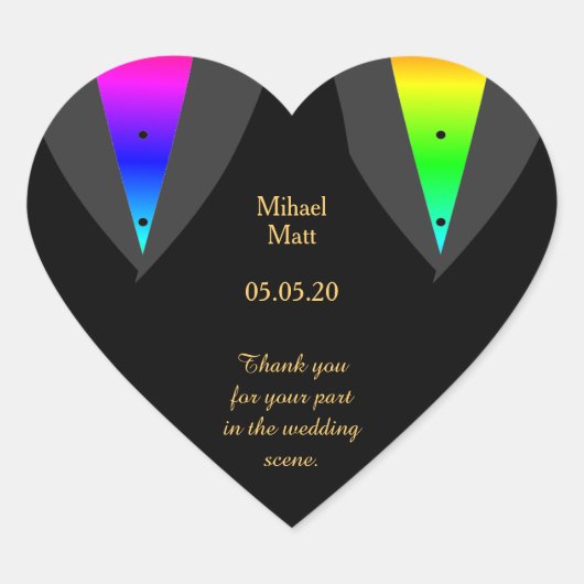 Harten gloed met Pride Gay Wedding Heart Sticker (Voorkant)
