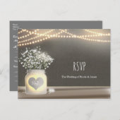 Harten gloeiende metselwerkpot & Baby's Breath RSV Uitnodiging Briefkaart (Voorkant / Achterkant)