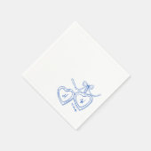 Harten hanger blauw trouwfeest verlovingsfeest servet (Hoek)