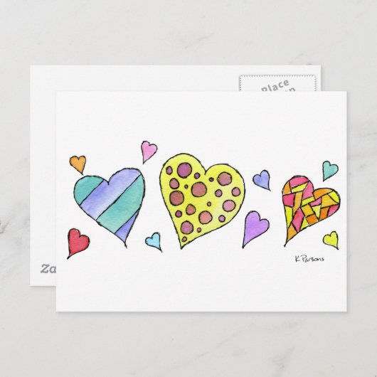 Harten hart hart briefkaart (Voorkant / Achterkant)