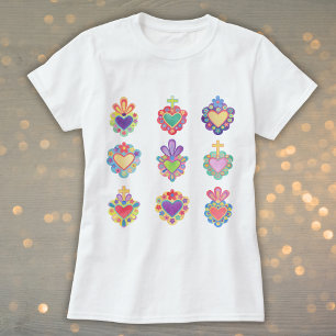 harten, heilige harten clipart, WATERVERF, mexico T-shirt