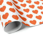 Harten, helder Sinaasappel op witpapier Cadeaupapier (Rol Hoek)