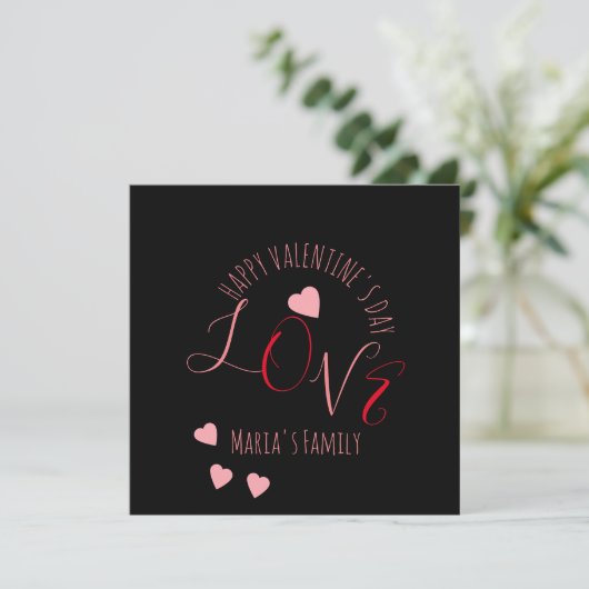 Harten houden van Valentijnsdag Roze Rode Script H Kaart (Staand voorkant)