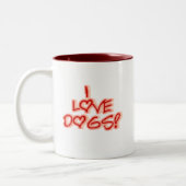 Harten Ik hou van honden Tshirts en geschenken Tweekleurige Koffiemok (Links)