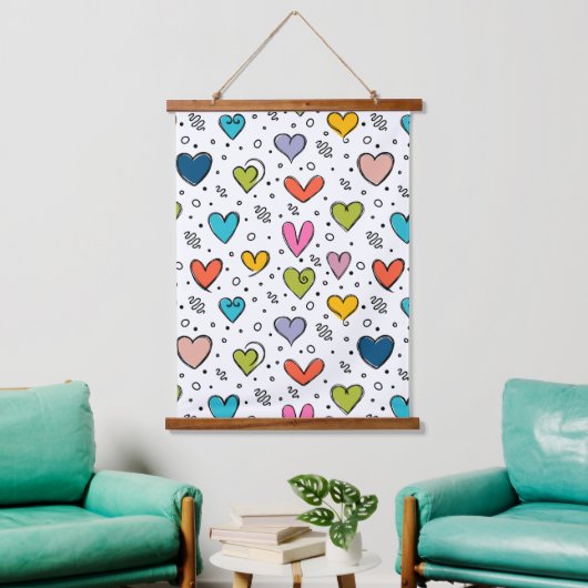 Harten Illustratie Hangend Wandkleed (Woonkamer)