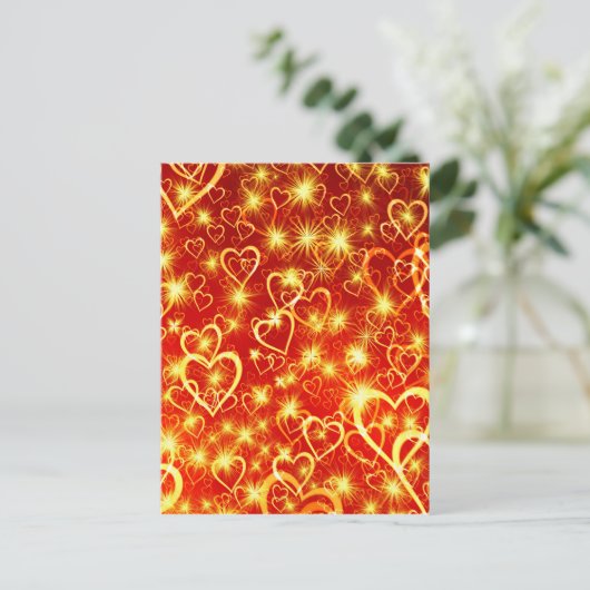 Harten in brand briefkaart (Staand voorkant)