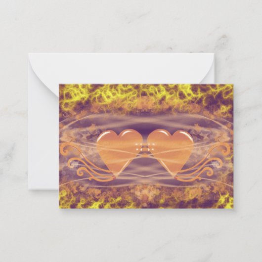 Harten in brand notitiekaartje (Voorkant)