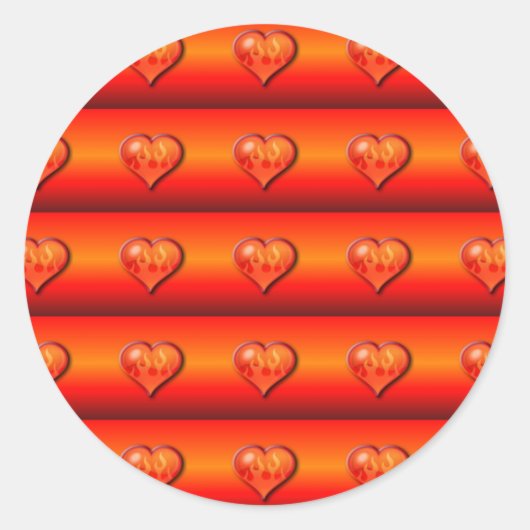 Harten in brand ronde sticker (Voorkant)