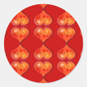 Harten in brand ronde sticker