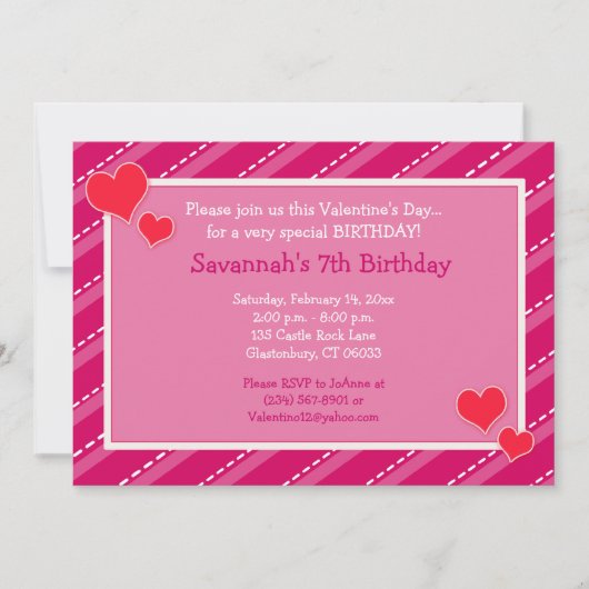 Harten in de Valentijnsdag van Dashes Birthday Uit Kaart (Voorkant)