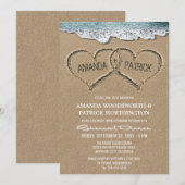 Harten in de Zandrepetitie Diner Uitnodigingen (Voorkant / Achterkant)