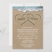 Harten in de Zandverlovingsfeestuitnodigingen Kaart (Voorkant)