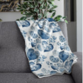 Harten in Delfts Blauw Fleece Deken