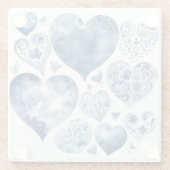 Harten in Delfts Blauw Glazen Onderzetter (Achterkant)