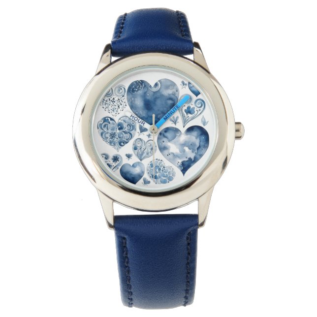 Harten in Delfts Blauw Horloge (Voorkant)