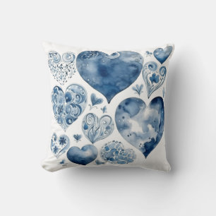 Harten in Delfts Blauw Kussen