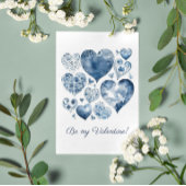Harten in Delfts Blauw, valentijn, aanpasbaar Briefkaart