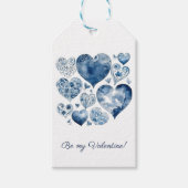 Harten in Delfts Blauw, valentijn, aanpasbaar Cadeaulabel (Voorkant)