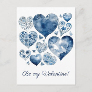 Harten in Delfts Blauw, valentijn Briefkaart