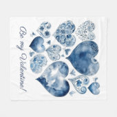 Harten in Delfts Blauw, valentijn Fleece Deken (Voorkant (Horizontaal))