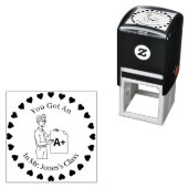 Harten in een cirkel, mannelijke leraren A + Zelfinktende Stempel (In situ)