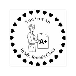 Harten in een cirkel, mannelijke leraren A + Zelfinktende Stempel