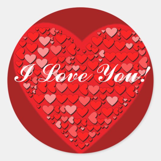Harten in een hart met aangepaste tekst ronde sticker (Voorkant)