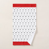 Harten in grijs op rode en witte doekset bad handdoek (Handdoek)