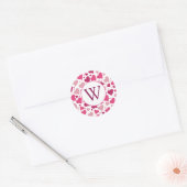 Harten in het hart Monogram Ronde Sticker (Envelop)