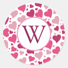 Harten in het hart Monogram Ronde Sticker