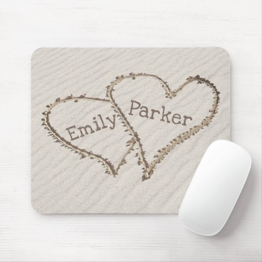 Harten in het strand muismat (Met muis)