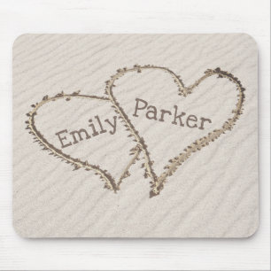 Harten in het strand muismat