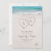 Harten in het strand save the date (Voorkant)