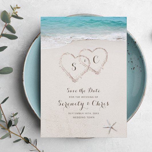 Harten in het strand save the date
