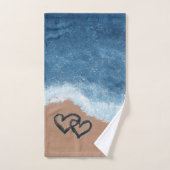 Harten in het zand bad handdoek (Handdoek)