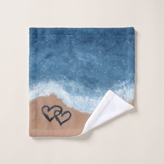 Harten in het zand bad handdoek (Wasdoekje)