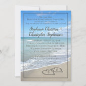 Harten in het Zand Beach Bruiloft Custom Monogram Kaart (Voorkant)