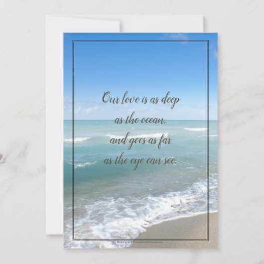 Harten in het Zand Beach Bruiloft Custom Monogram Kaart (Achterkant)