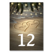 Harten in het Zand Bruiloft Tafel Aantal Kaarten (Voorkant)