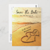 Harten in het zand op het strand bruiloft sparen d briefkaart (Voorkant / Achterkant)