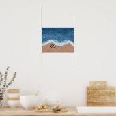 Harten in het zand poster (Keuken)