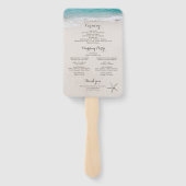 Harten in het zand strand bruiloft programma handwaaier (Achterkant)