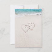 Harten in het zand strand bruiloft QR code RSVP Kaartje (Achterkant)